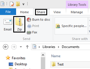 Windows File Explorer, Share, Zip